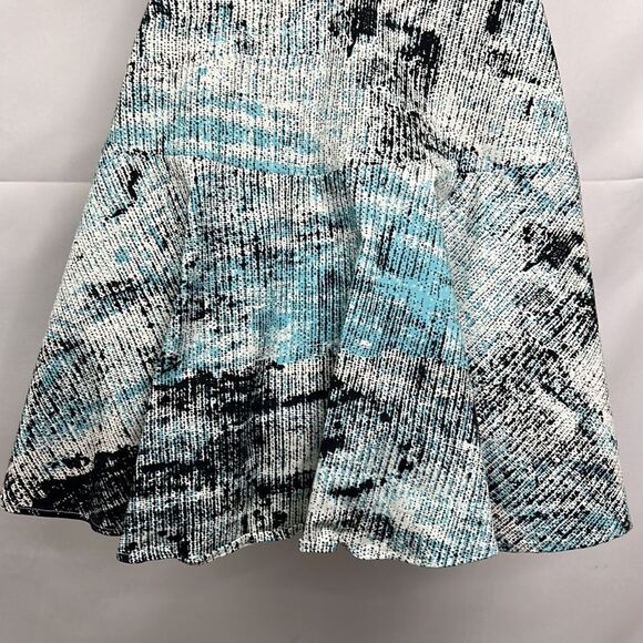 Parker blue black white print cotton blend halter mini dress size large EUC - Picture 9 of 12